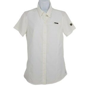 Eddie Bauer Womens White Freedry Short Sleeve Collared Button Up Shirt Size S